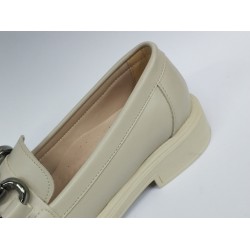 Gns gümüş toka detaylı kadın mevsimlik ayakkabı krem