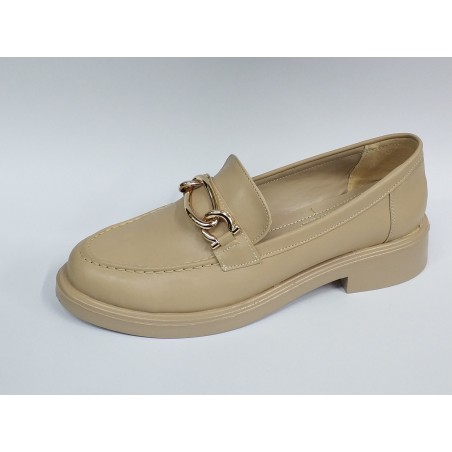 Fancy gold zincir detaylı kadın mevsimlik ayakkabı bej