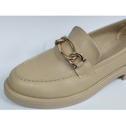 Fancy gold zincir detaylı kadın mevsimlik ayakkabı bej