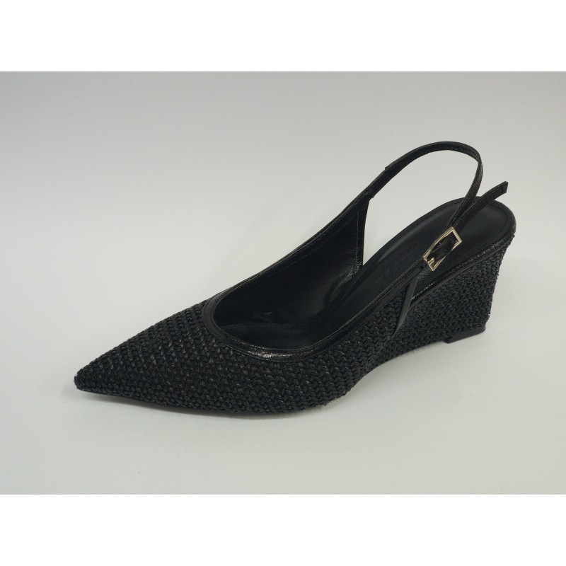 Paris hasır dolgu topuk kadın ayakkabı siyah