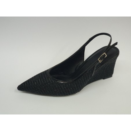 Paris hasır dolgu topuk kadın ayakkabı siyah