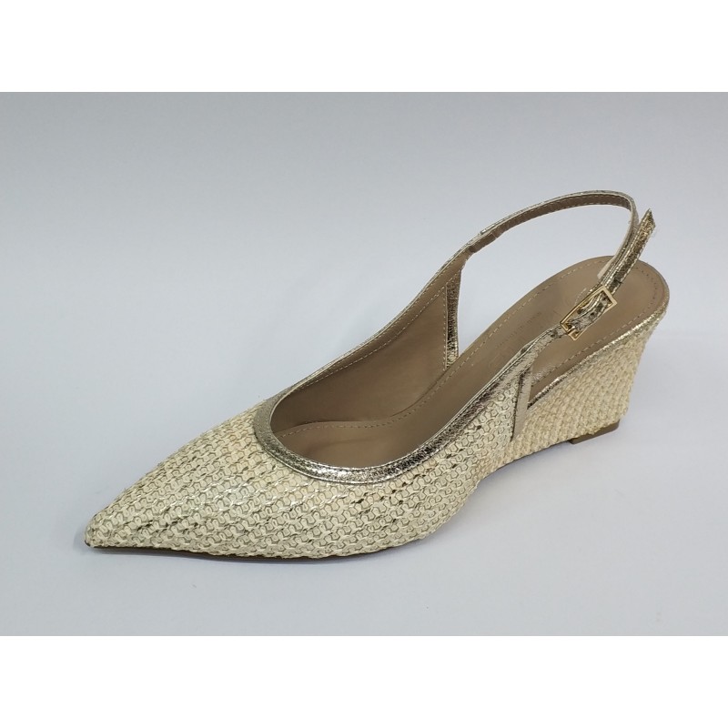 Paris hasır dolgu topuk kadın ayakkabı krem