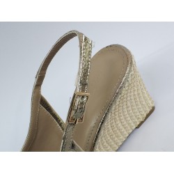 Paris hasır dolgu topuk kadın ayakkabı krem