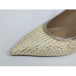 Paris hasır dolgu topuk kadın ayakkabı krem