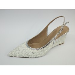 Paris hasır dolgu topuk kadın ayakkabı beyaz