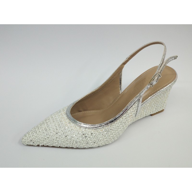 Paris hasır dolgu topuk kadın ayakkabı beyaz