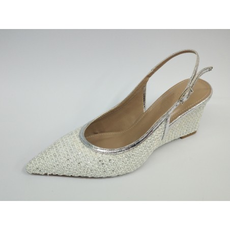 Paris hasır dolgu topuk kadın ayakkabı beyaz