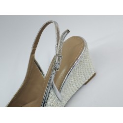 Paris hasır dolgu topuk kadın ayakkabı beyaz