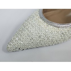 Paris hasır dolgu topuk kadın ayakkabı beyaz