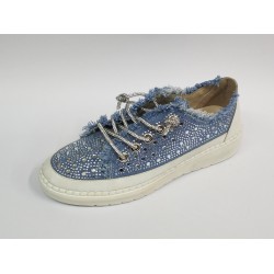 Kot taş detaylı kadın spor ayakkabı mavi