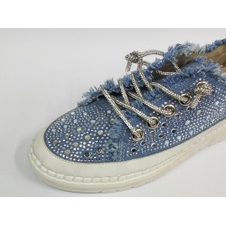 Kot taş detaylı kadın spor ayakkabı mavi