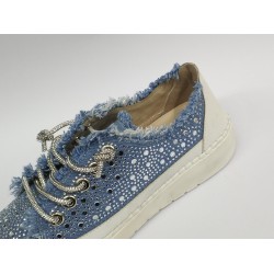 Kot taş detaylı kadın spor ayakkabı mavi