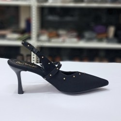 Su perisi gold detaylı arkası açık kadın topuklu ayakkabı