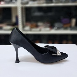 Elvan taşlı kurdele detaylı kadın topuklu ayakkabı