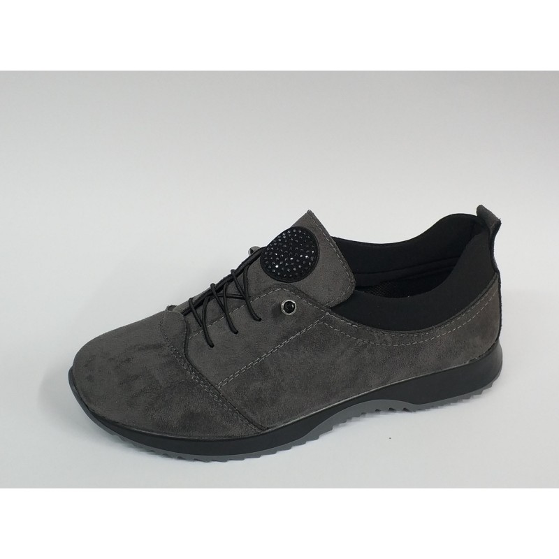 Ayzen Ortopedik bağcık lastikli anne ayakkabı füme