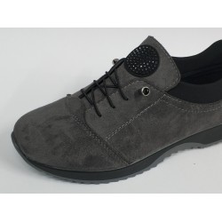 Ayzen Ortopedik bağcık lastikli anne ayakkabı füme