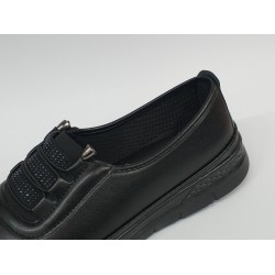 Wanetti 4 nokta Ortopedik bağcık lastikli anne ayakkabı siyah