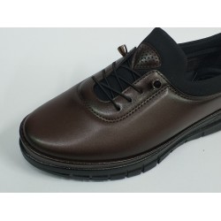 Wanetti 4 nokta Ortopedik lastikli Bağcıklı anne ayakkabı kahve