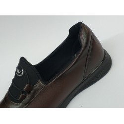 Wanetti 4 nokta Ortopedik lastikli kumaş anne ayakkabı kahve