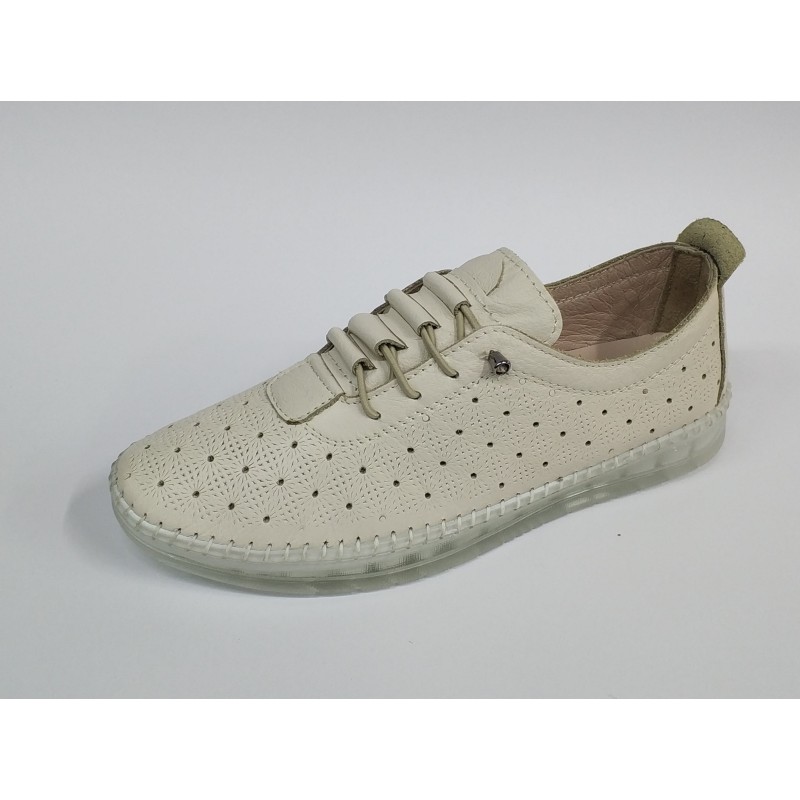 Lion lastik Bağcık detaylı deri kadın ayakkabı krem