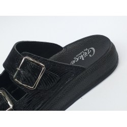 Gökçe çift tokalı kadın terlik siyah