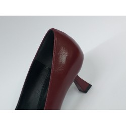 Paris taş toka detaylı kısa topuk kadın ayakkabı bordo