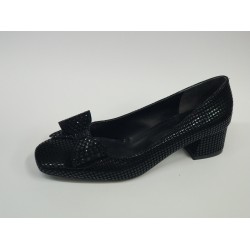 Paris kurdaleli noktalı süet kadın topuklu ayakkabı siyah