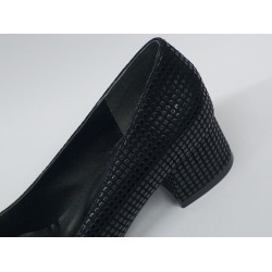 Paris kurdaleli noktalı süet kadın topuklu ayakkabı siyah