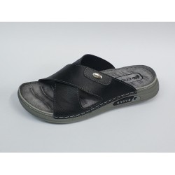 Enova Ortopedik çapraz erkek terlik gri taban siyah