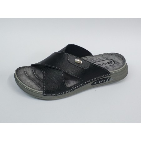 Enova Ortopedik çapraz erkek terlik gri taban siyah