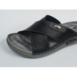 Enova Ortopedik çapraz erkek terlik gri taban siyah