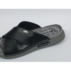 Enova Ortopedik çapraz erkek terlik gri taban siyah