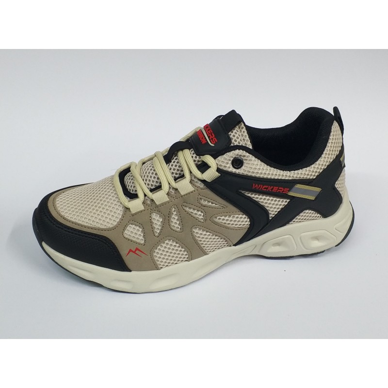 Wıckers Ortopedik file detaylı erkek spor ayakkabı bej siyah