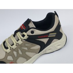 Wıckers Ortopedik file detaylı erkek spor ayakkabı bej siyah