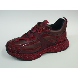 Paris rugan taş detaylı Bağcıklı kadın mevsimlik ayakkabı bordo