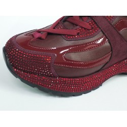 Paris rugan taş detaylı Bağcıklı kadın mevsimlik ayakkabı bordo