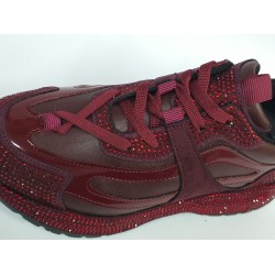 Paris rugan taş detaylı Bağcıklı kadın mevsimlik ayakkabı bordo