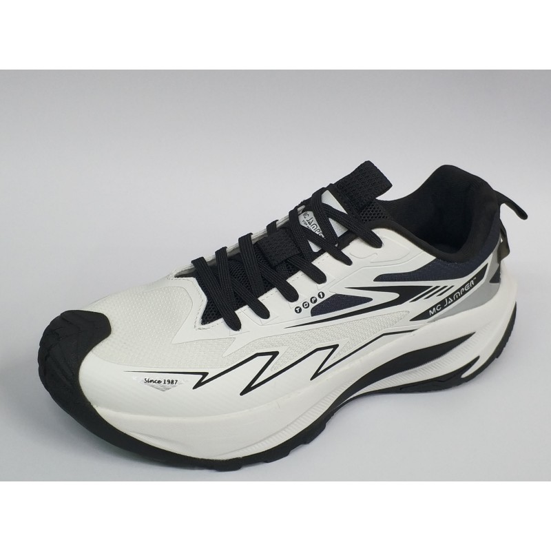 MC jamper Ortopedik Bağcıklı yüksek taban erkek spor ayakkabı beyaz siyah çizgili