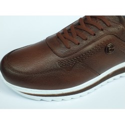 Mertto deri Bağcıklı Ortopedik erkek ayakkabı kahverengi