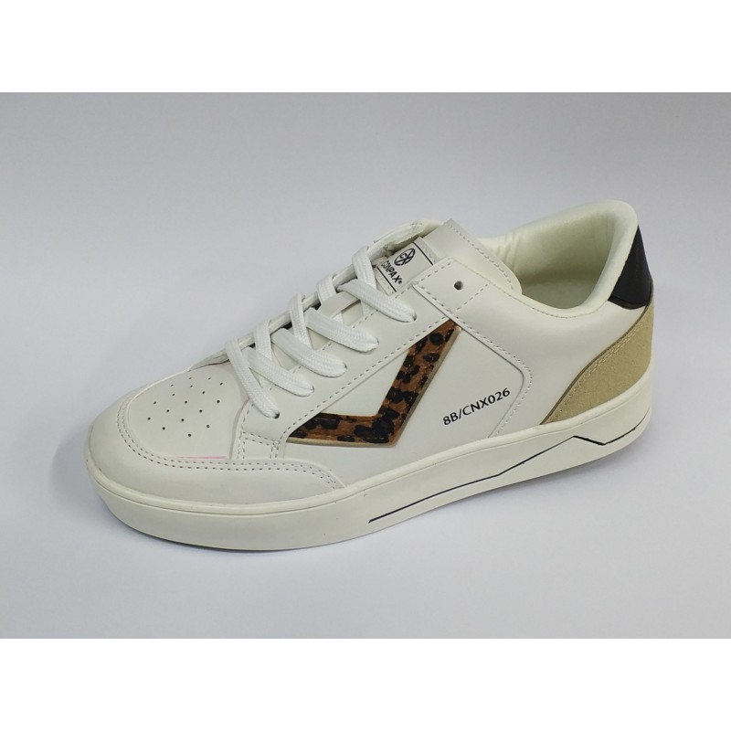 Conpax Ortopedik leopar desenli kadın spor ayakkabı krem