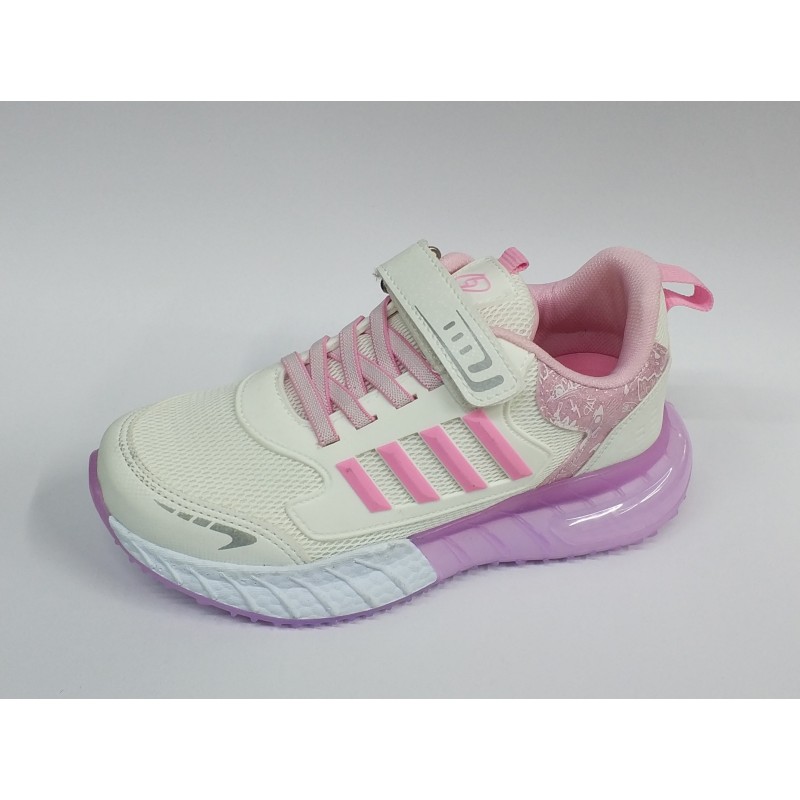 Lafonten file detaylı cırtlı kız çocuk spor ayakkabı beyaz