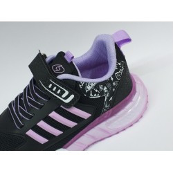 Lafonten file detaylı cırtlı kız çocuk spor ayakkabı siyah lila