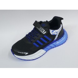 Lafonten file detaylı cırtlı erkek çocuk spor ayakkabı siyah mavi