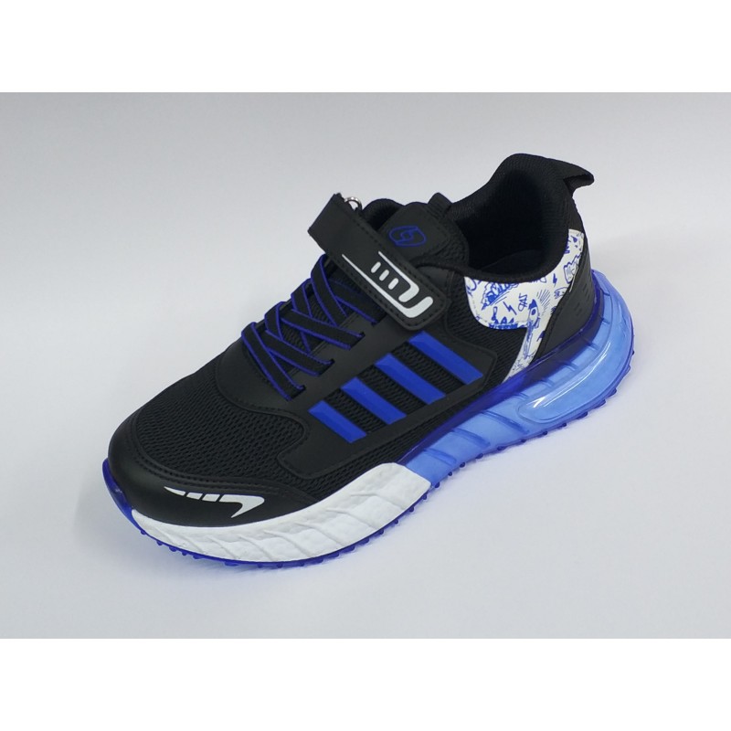 Lafonten file detaylı cırtlı erkek çocuk spor ayakkabı siyah mavi