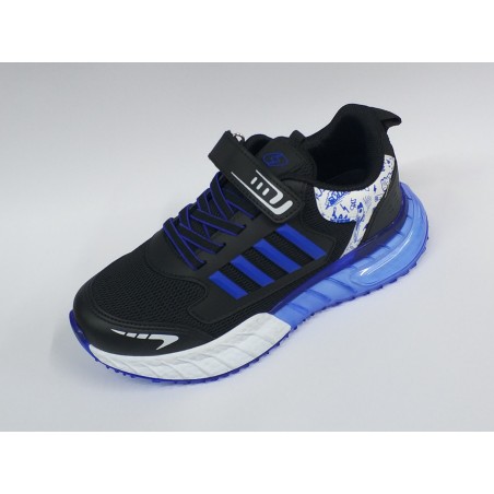 Lafonten file detaylı cırtlı erkek çocuk spor ayakkabı siyah mavi