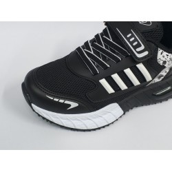 Lafonten file detaylı cırtlı erkek çocuk spor ayakkabı siyah beyaz