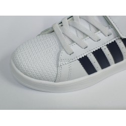 Steppıng şerit detaylı Ortopedik erkek çocuk spor ayakkabı beyaz lacivert