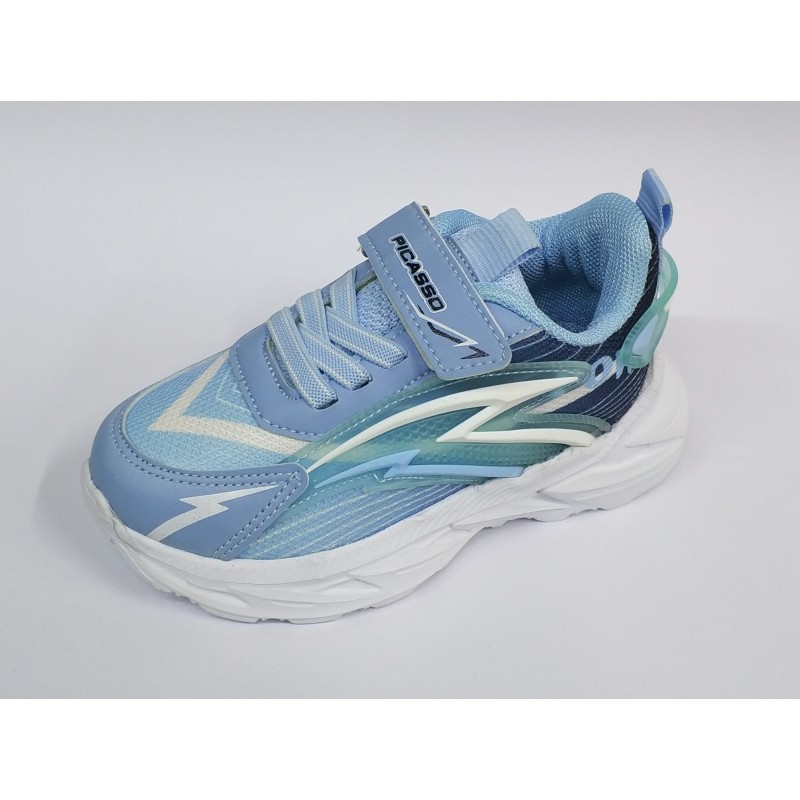 Picasso Bağcık detaylı cırtlı Ortopedik erkek çocuk spor ayakkabı mavi