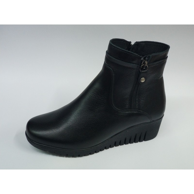 Muya Ortopedik deri 6 nokta kadın dolgu topuk bot siyah