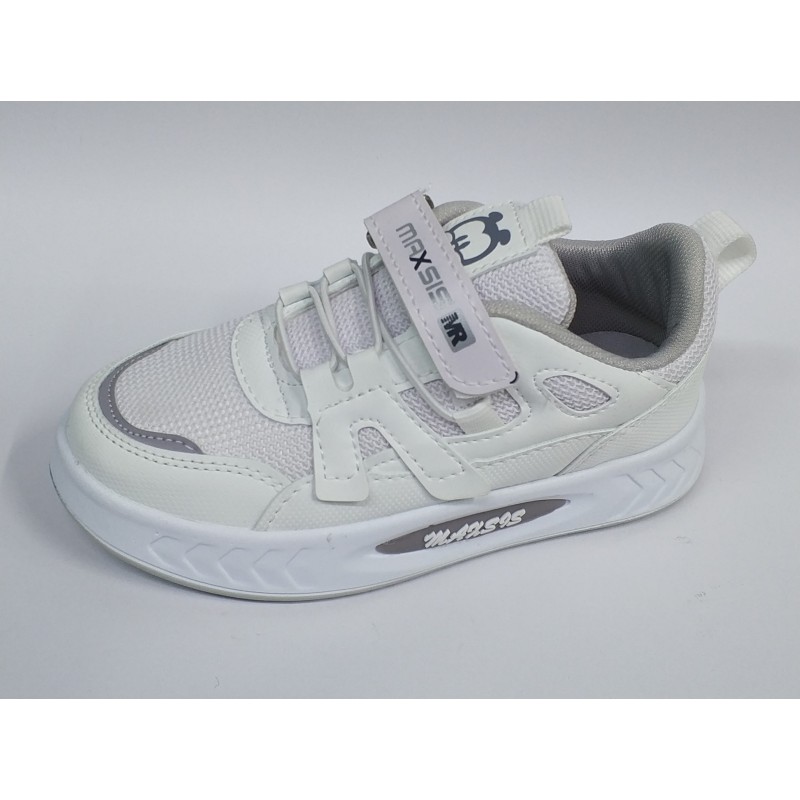 Maxsıs bağcık detaylı cırtlı Ortopedik erkek çocuk spor ayakkabı beyaz